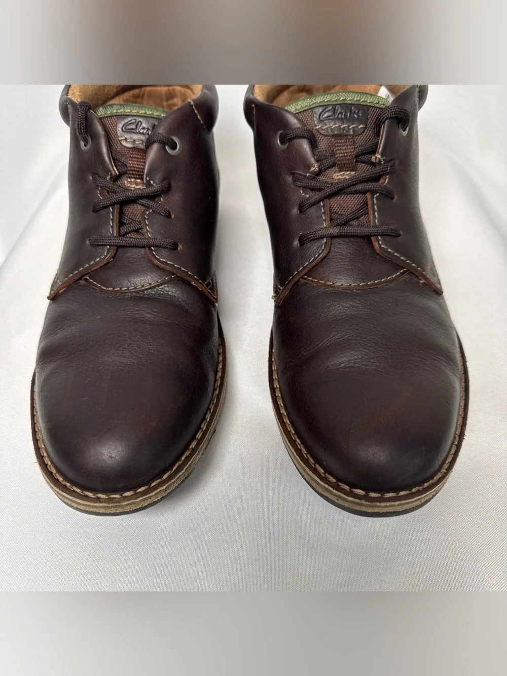 Clarks Edgewick Mid Boots Mens 11 Brown Oily Chukka Shoes Leather Lace Up Ankle